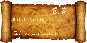 Balai Patrik névjegykártya